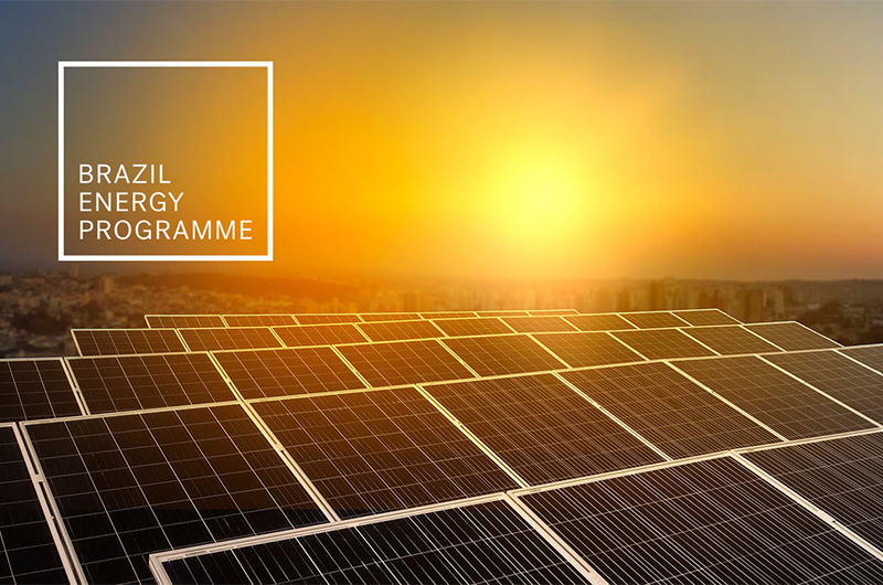 Sun setting on Solar Panels in Brazil